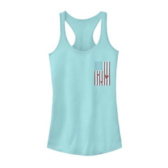 Junior's American Flag Of Love Left Chest Logo Tank Top