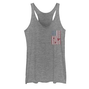 Junior's American Flag Of Love Left Chest Logo Tank Top