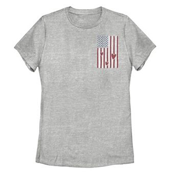 Junior's American Flag Of Love Left Chest Logo Tee