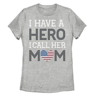 Junior's I Have A Hero I Call Her Mom Word Stack Tee