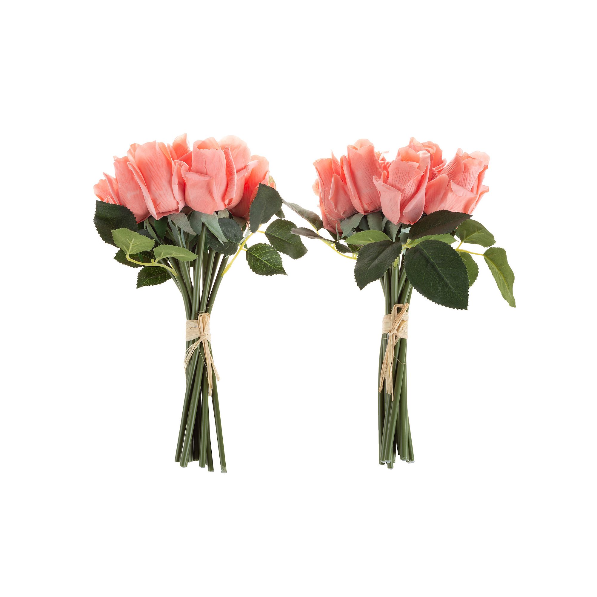 Nature Spring Artificial Rose Bud Arrangement Table Decor 2-piece Set, Pink