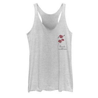 Junior's Thank A Veteran Flower Text Tank Top