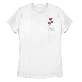 Junior's Thank A Veteran Flower Text Tee
