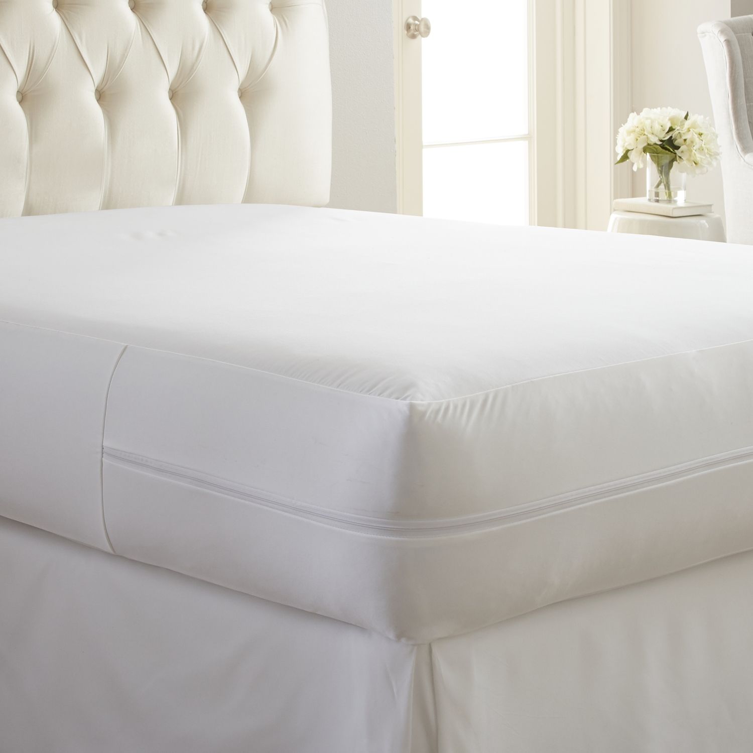 Linenspa Signature Collection ZipTight Encasement Mattress Protector, Queen - White