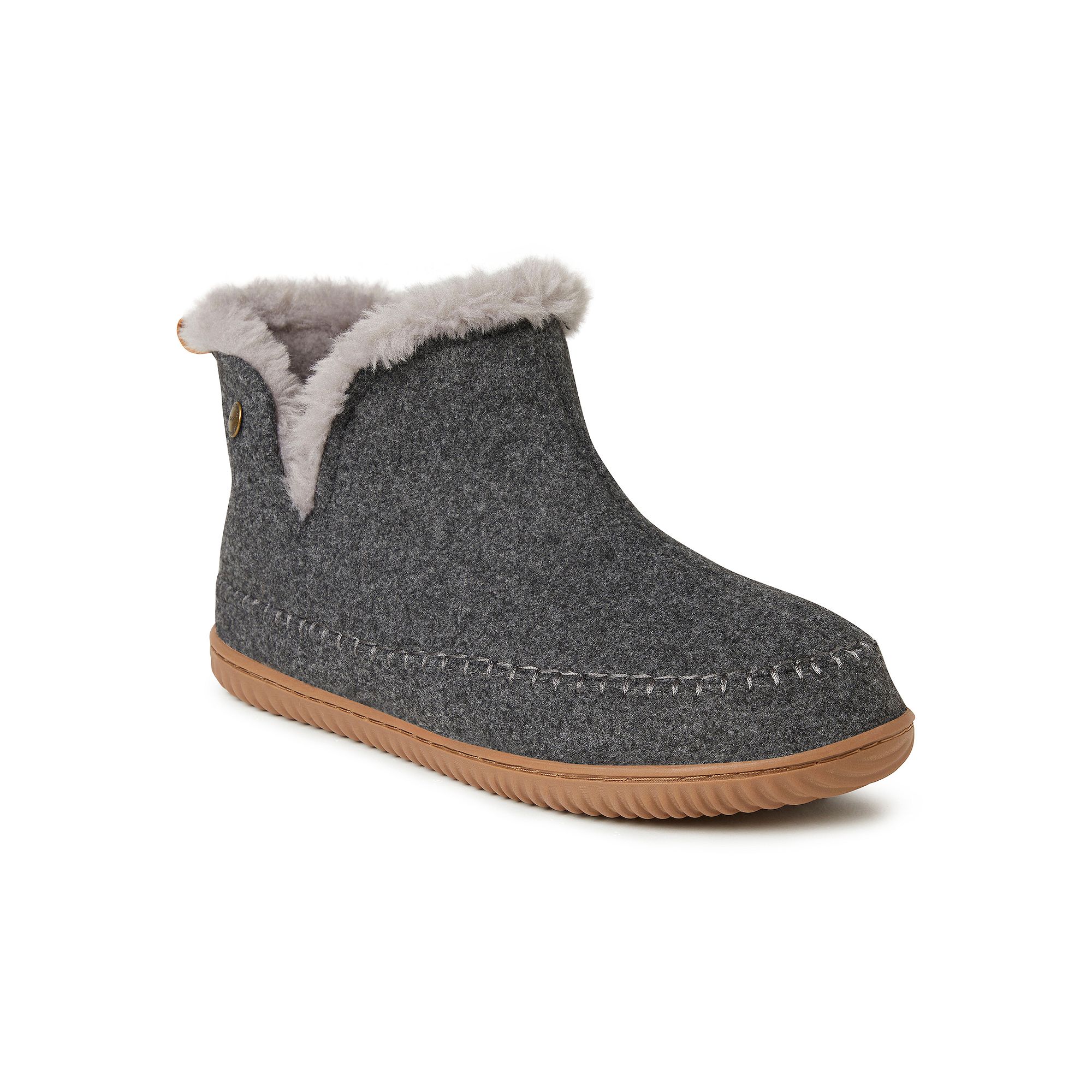 Dearfoams Brixen Mens Bootie Slippers, Size: 9 Wide, Dark Grey Gray