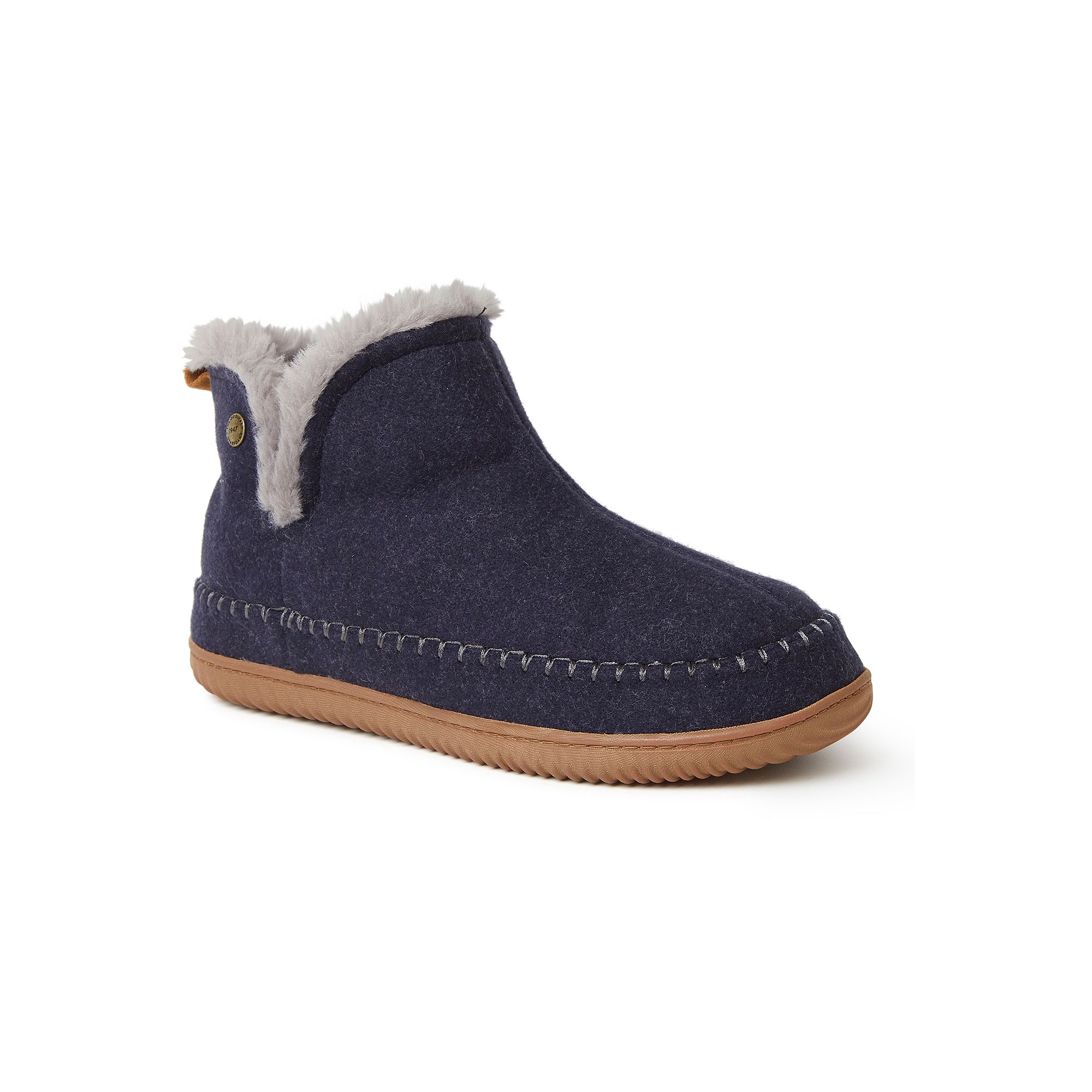 Dearfoams Brixen Mens Bootie Slippers, Size: 9, Navy Grey