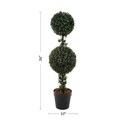 Nature Spring 3-ft. Artificial Podocarpus Double Ball Plant Floor Decor