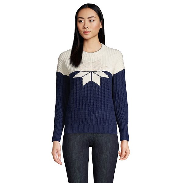 Women's Lands' End Snowflake Crewneck Sweater