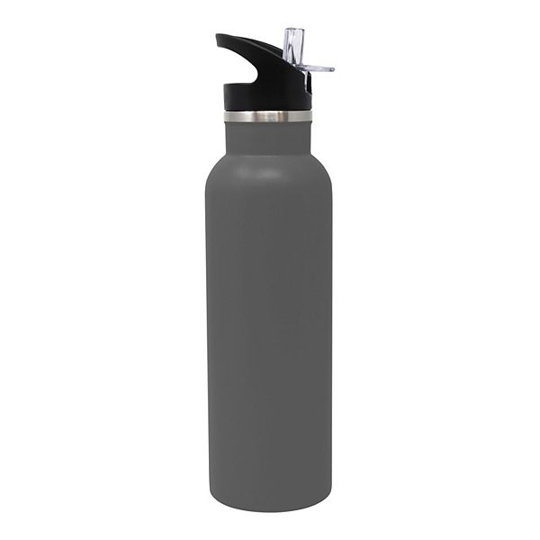Wellness Double-Wall Stainless Steel 17-oz. Flip-Straw Water Bottle - Gray   BrickSeek
