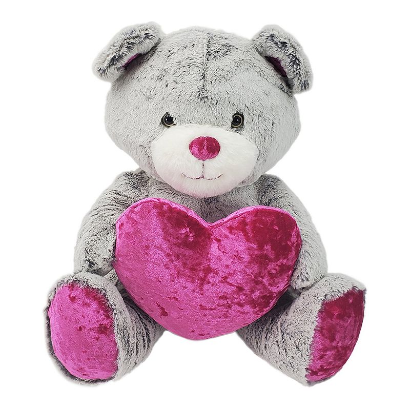 Animal Adventure Valentines Tipped Goldie 13.5-Inch Plush Grey Bear
