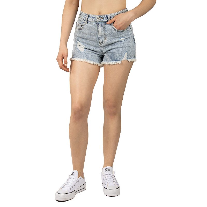 Juniors Indigo Rein Super High-Rise Jean Shorts, Womens, Size: 0, Med Blu
