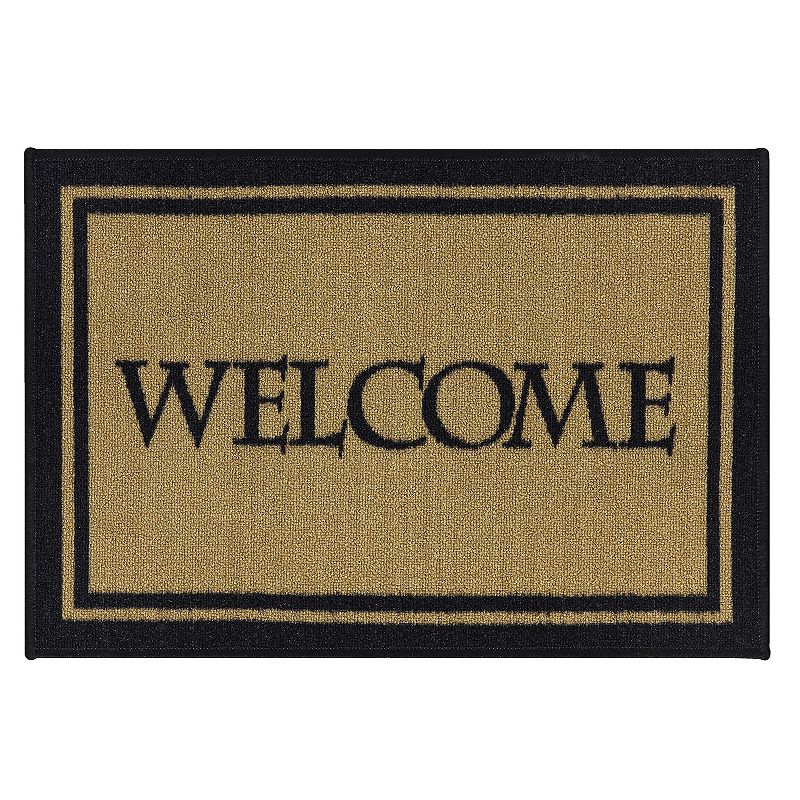 Ottomanson Welcome Doormat, Beig/Green, 20X30