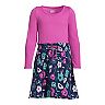 Girls 4-18 Lands' End Long Sleeve Fabric Mix Dress