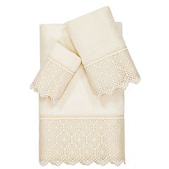 2pc Arian Cream Lace Embellished Hand Towels Light Gray - Linum Home  Textiles