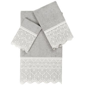 Linum Home Textiles Turkish Cotton Arian 3 pc Cream Lace Embellished Towel Set