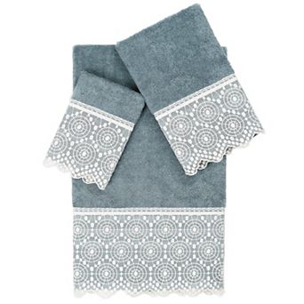 Linum Home Textiles Turkish Cotton Arian 3 pc Cream Lace Embellished Towel Set