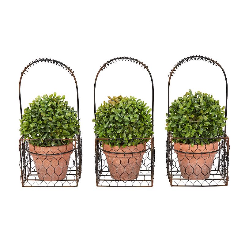 Hastings Home Faux Boxwood Table Decor 3-piece Set, Green