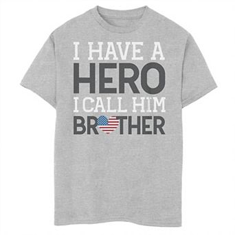 Boys 8-20 I Have A Hero I Call Him Brother Word Stack Graphic Tee