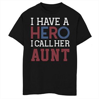 Boys 8-20 I Have A Hero I Call Her Aunt Word Stack Graphic Tee