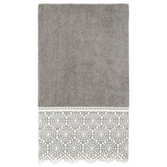 Linum Home Textiles Turkish Cotton Arian Cream Lace Embellished Bath Towel