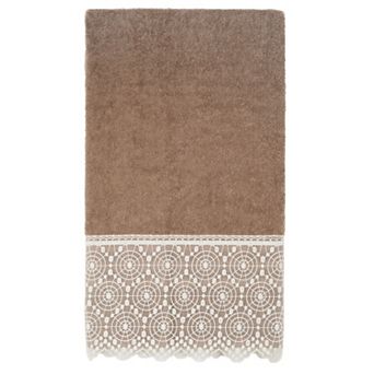 Linum Home Textiles Turkish Cotton Arian Cream Lace Embellished Bath Towel