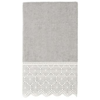 Linum Home Textiles Turkish Cotton Arian Cream Lace Embellished Bath Towel