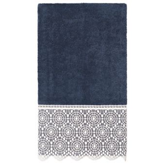 Linum Home Textiles Turkish Cotton Arian Cream Lace Embellished Bath Towel