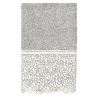 Linum Home Textiles Turkish Cotton Arian Cream Lace Embellished Hand Towel