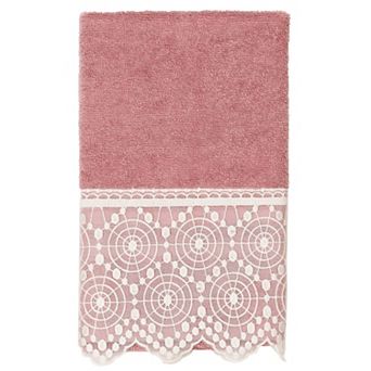 Linum Home Textiles Turkish Cotton Arian Cream Lace Embellished Hand Towel