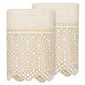 Linum Home Textiles Turkish Cotton Arian 2-piece Cream Lace Embellished Washcloth Set