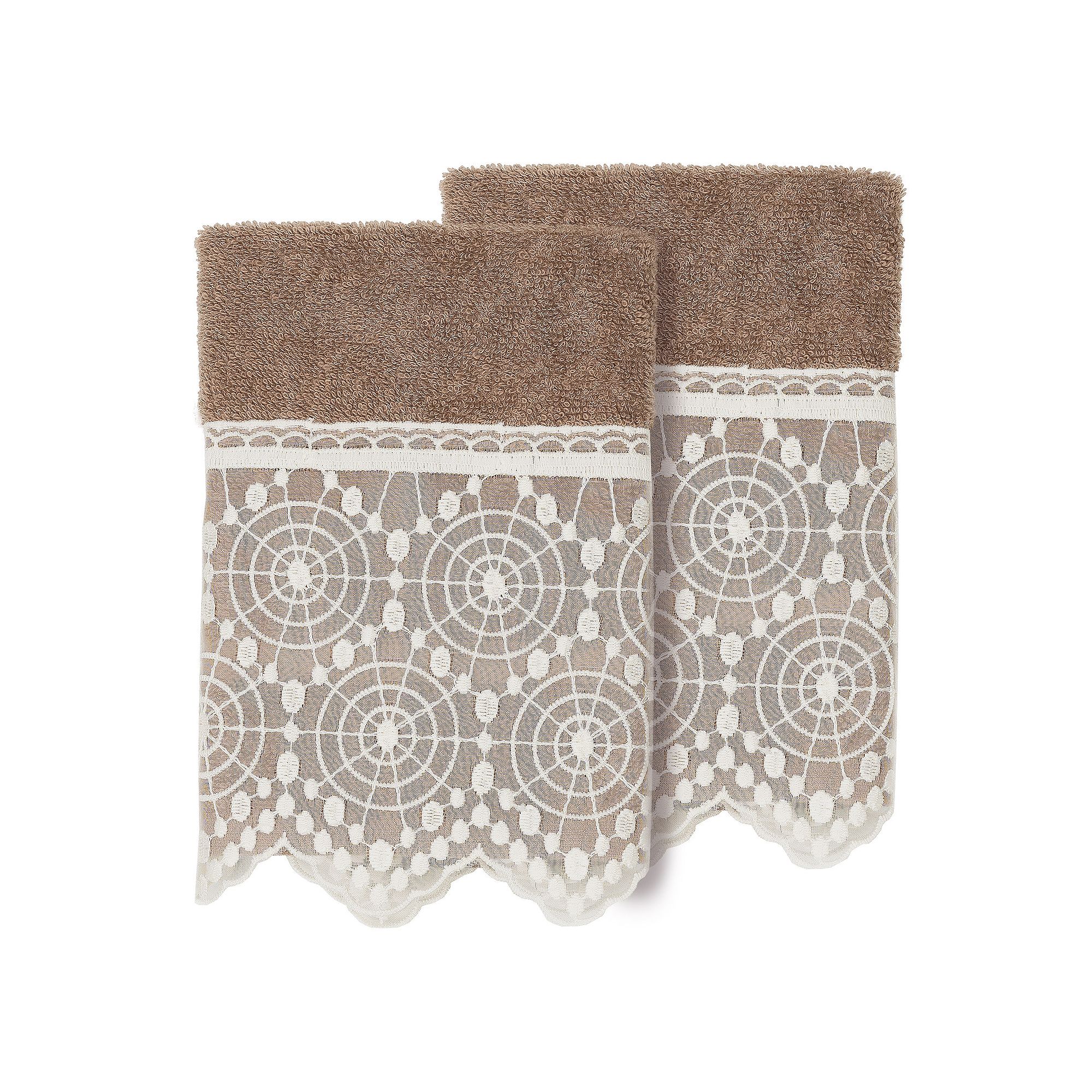 Linum Home Textiles Turkish Cotton Arian 2-piece Cream Lace Embellished Was