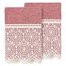 Linum Home Textiles Turkish Cotton Arian 2-piece Cream Lace Embellished Washcloth Set