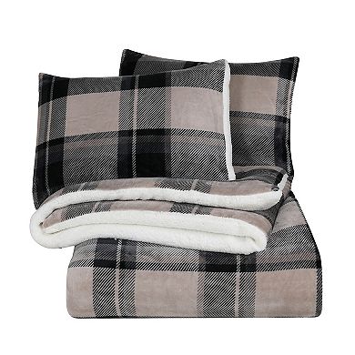 Swift Home Modern Ultra Soft Reversible Flannel Plush And Sherpa Down-Alternative Comforter & Sham Set