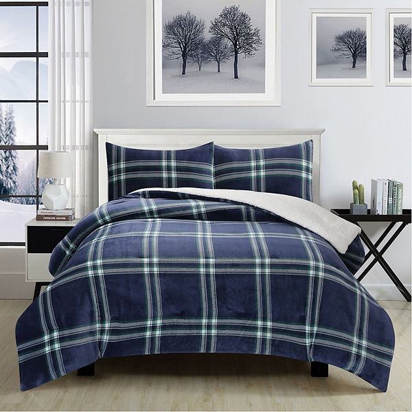 Sherpa plaid comforter new arrivals