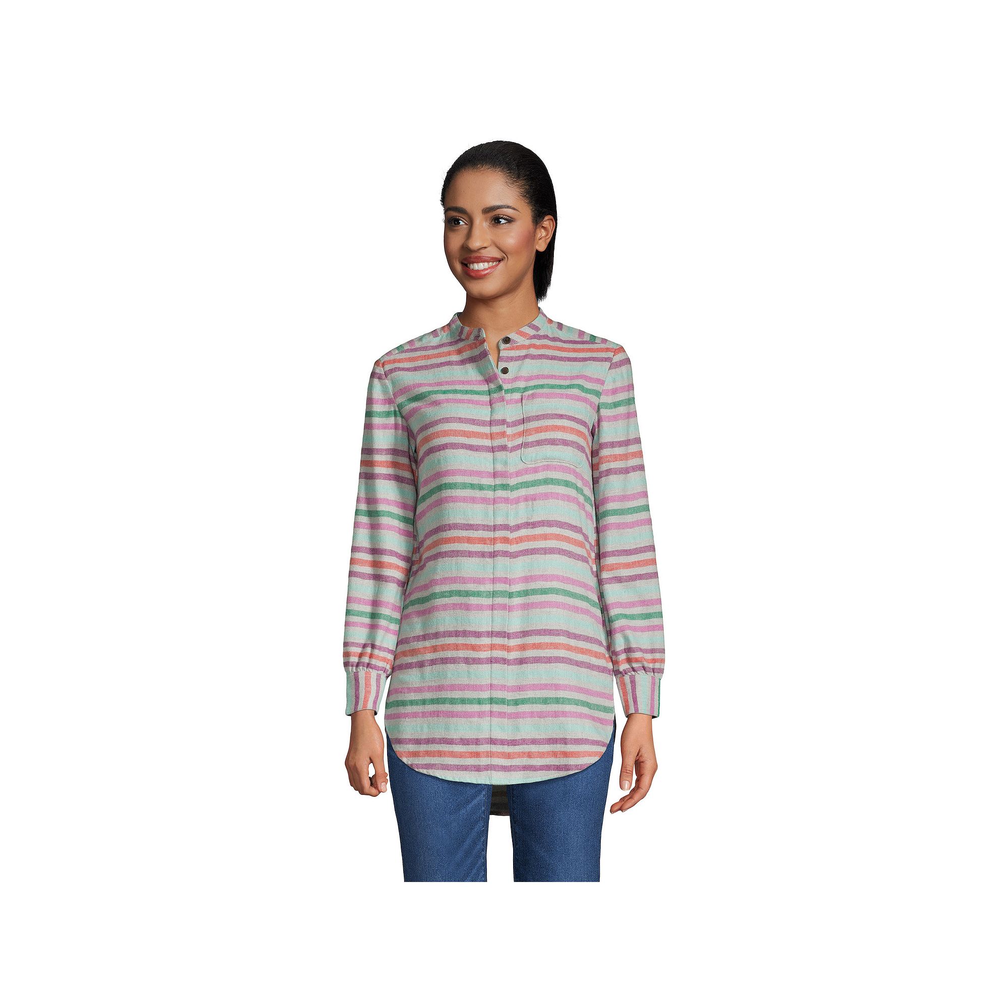 Womens Lands End Flannel A-Line Tunic Top, Size: Small, Gorranstp