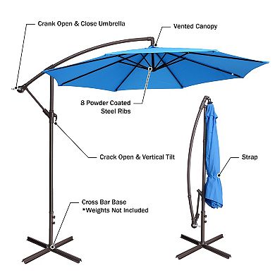 Fleming Supply Offset Blue Swivel Patio Umbrella