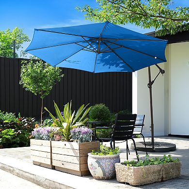 Fleming Supply Offset Blue Swivel Patio Umbrella