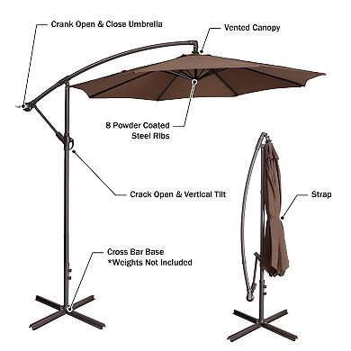 Fleming Supply Offset Brown Swivel Patio Umbrella