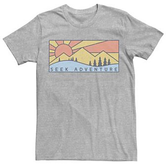 Men's Seek Adventure Graphic Sunset Mountain Scene Tee