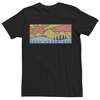 Men's Seek Adventure Graphic Sunset Mountain Scene Tee