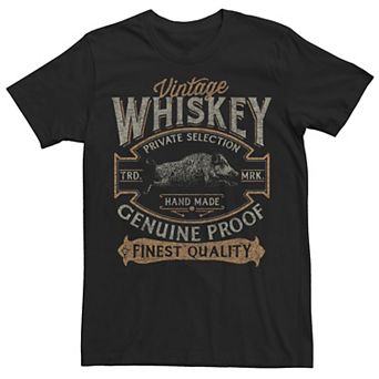 Men's Vintage Whiskey Genuine Proof Finest Quality Label Tee