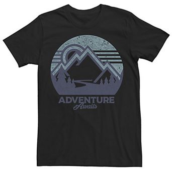 Men's Adventure Awaits Graphic Blue Mountain Circle Tee