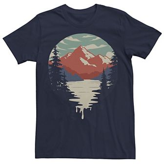 Men's Mountain and Pouring Lake Circle Scene Tee
