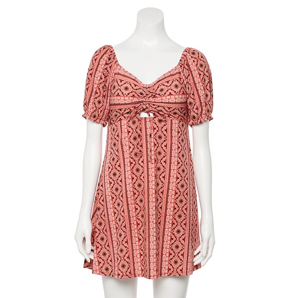 Juniors' Live To Be Spoiled Cinched Front Ribbed Dress