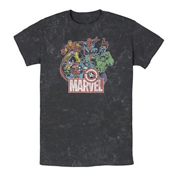 Men's Marvel Avengers Team Retro Comic Vintage Wash Tee
