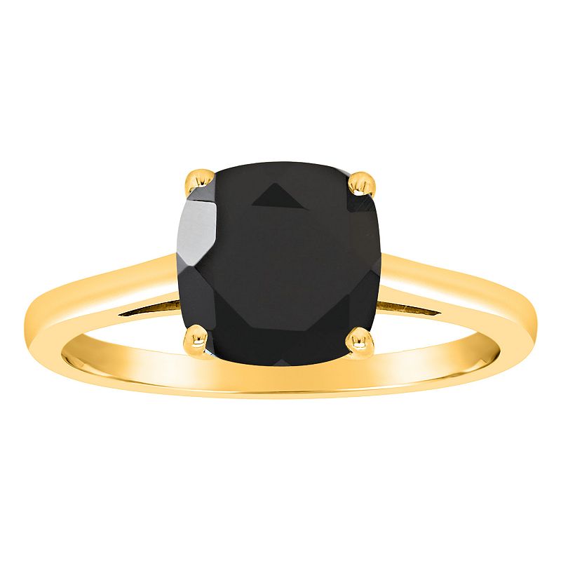 Alyson Layne 14k Gold Cushion Black Onyx Solitaire Ring, Womens, Size: 8