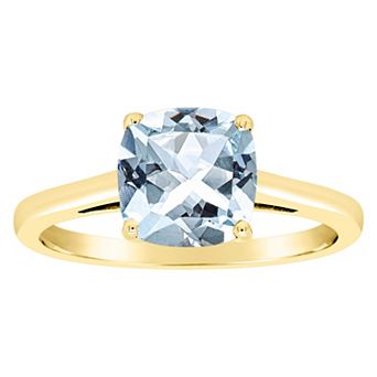 Alyson Layne 14k Gold Cushion Sky Blue Topaz Solitaire Ring
