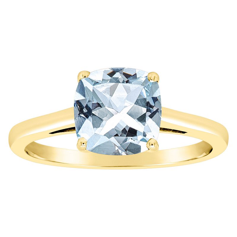 Alyson Layne 14k Gold Cushion Sky Blue Topaz Solitaire Ring, Womens, Size: