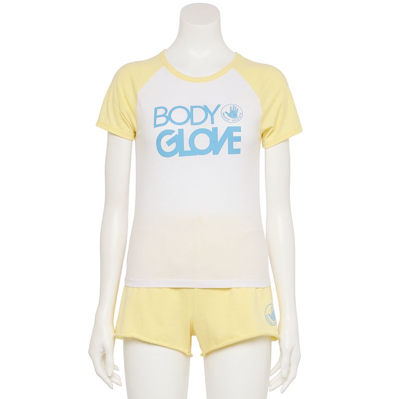 Juniors Body Glove Short Sleeve Raglan Tee, Girls, Size: XS, Yellow