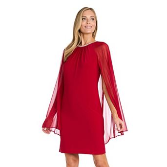 Petite R&M Richards Ruched Neck Chiffon Dress